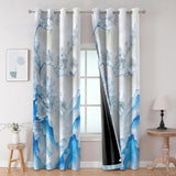 Digital Printed Blackout Curtains ,Diamonds Eyelets Tie Back For Window Room Doors , Heavy Quality Fabric Set Of 2