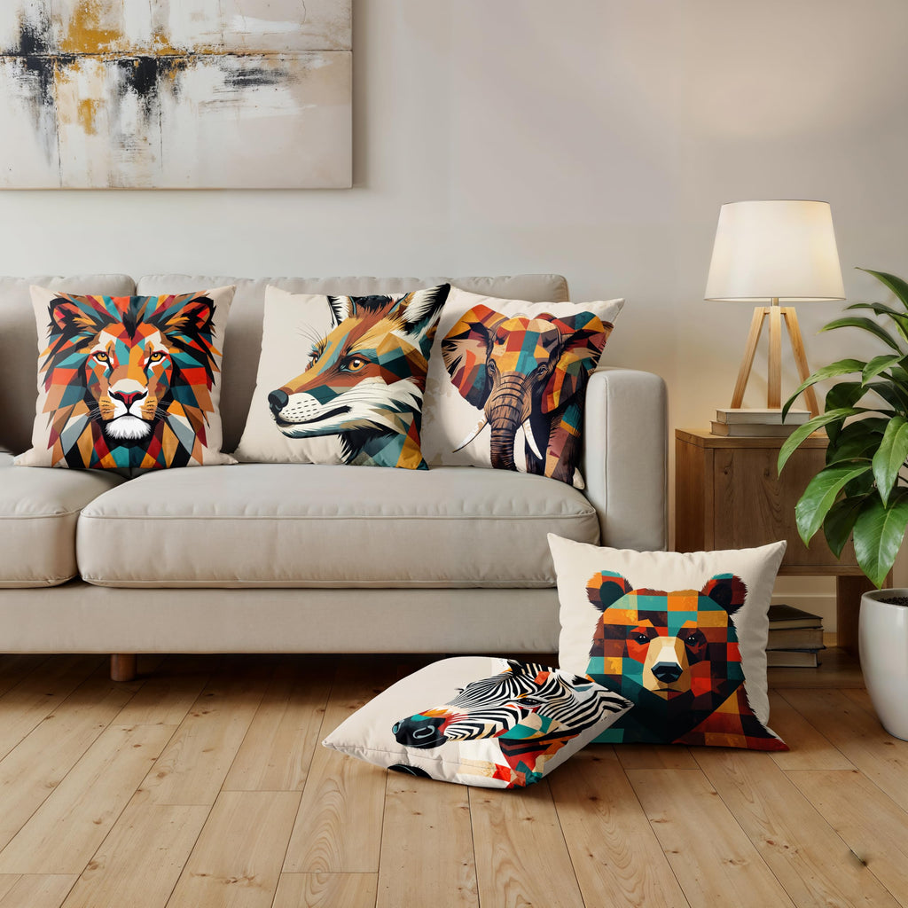 Ultimate Trends Digital Printed Soft Cotton Feel Polyester Decorative Cushion Cover, Modern Eligent Designs, Heavy Long Life Fabric, Set of 5