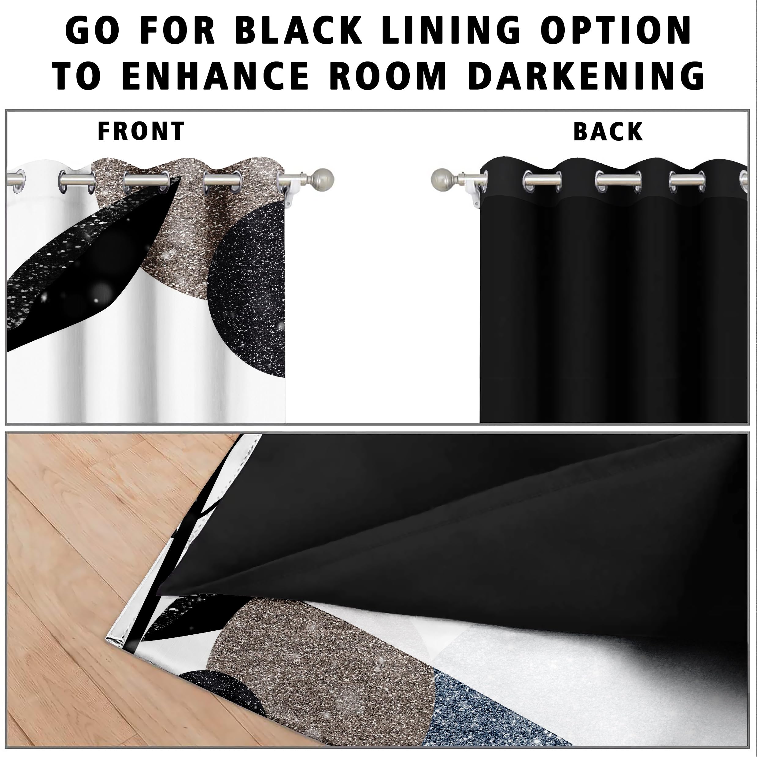 Digital Printed Blackout Curtains ,Diamonds Eyelets Tie Back For Window Room Doors , Heavy Quality Fabric Set Of 2