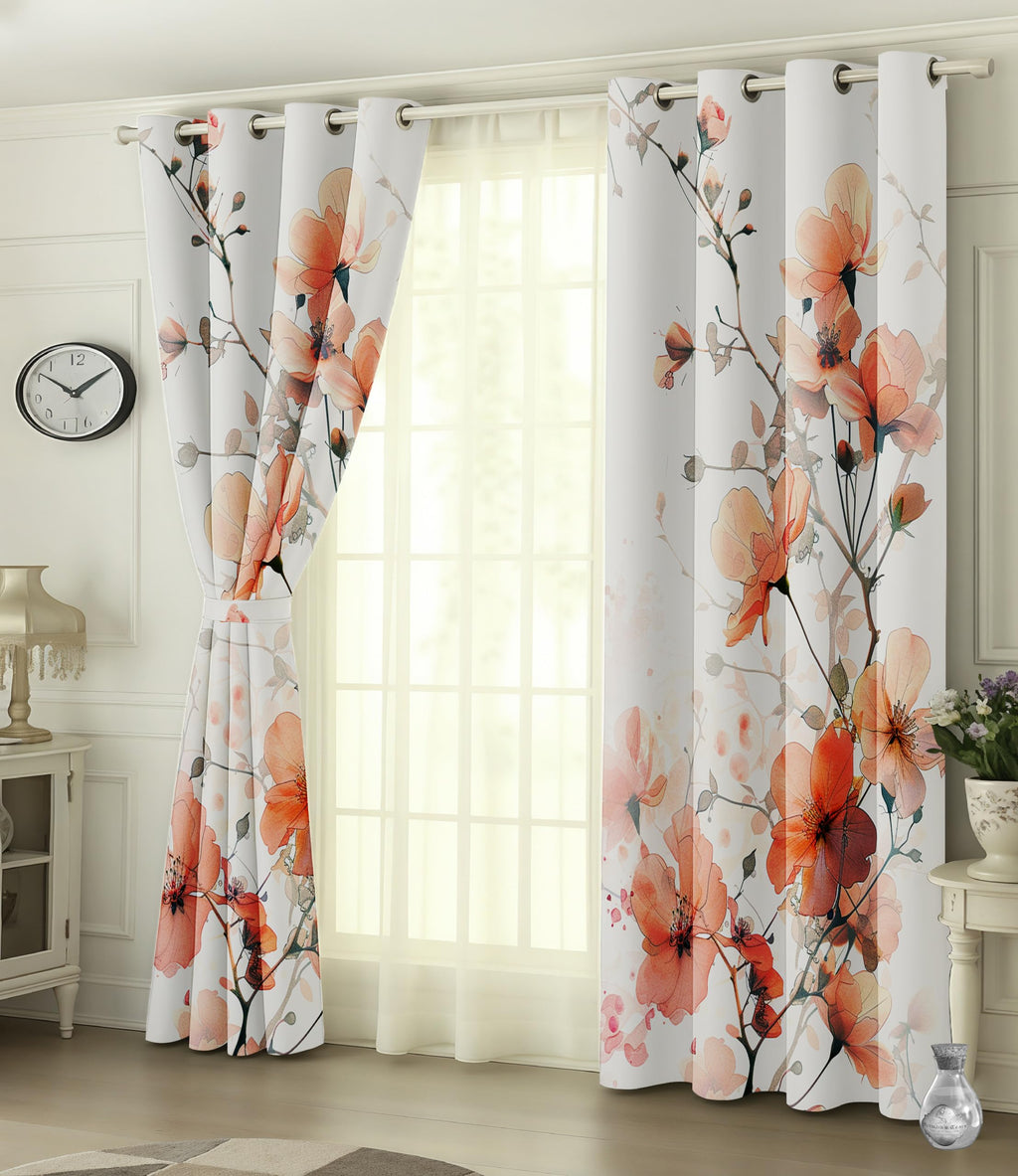 Digital Printed Blackout Curtains ,Diamonds Eyelets Tie Back For Window Room Doors , Heavy Quality Fabric Set Of 2