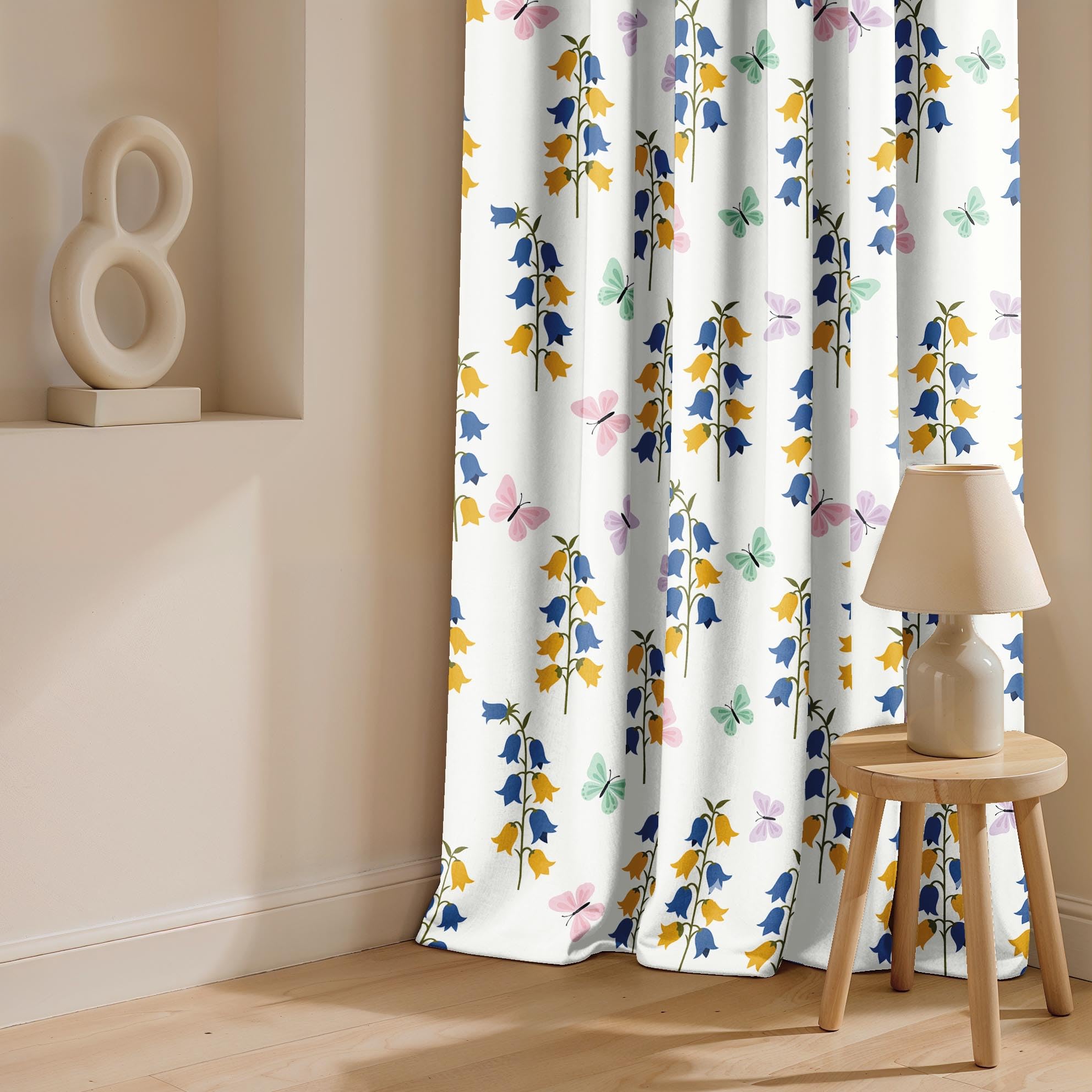Ultimate Trends Room Darkening Digital Printed Floral Geomatrical Prints Curtain ,Diamond Eyelets, Tie Back, Floral Geomatrical,Pack Of 2