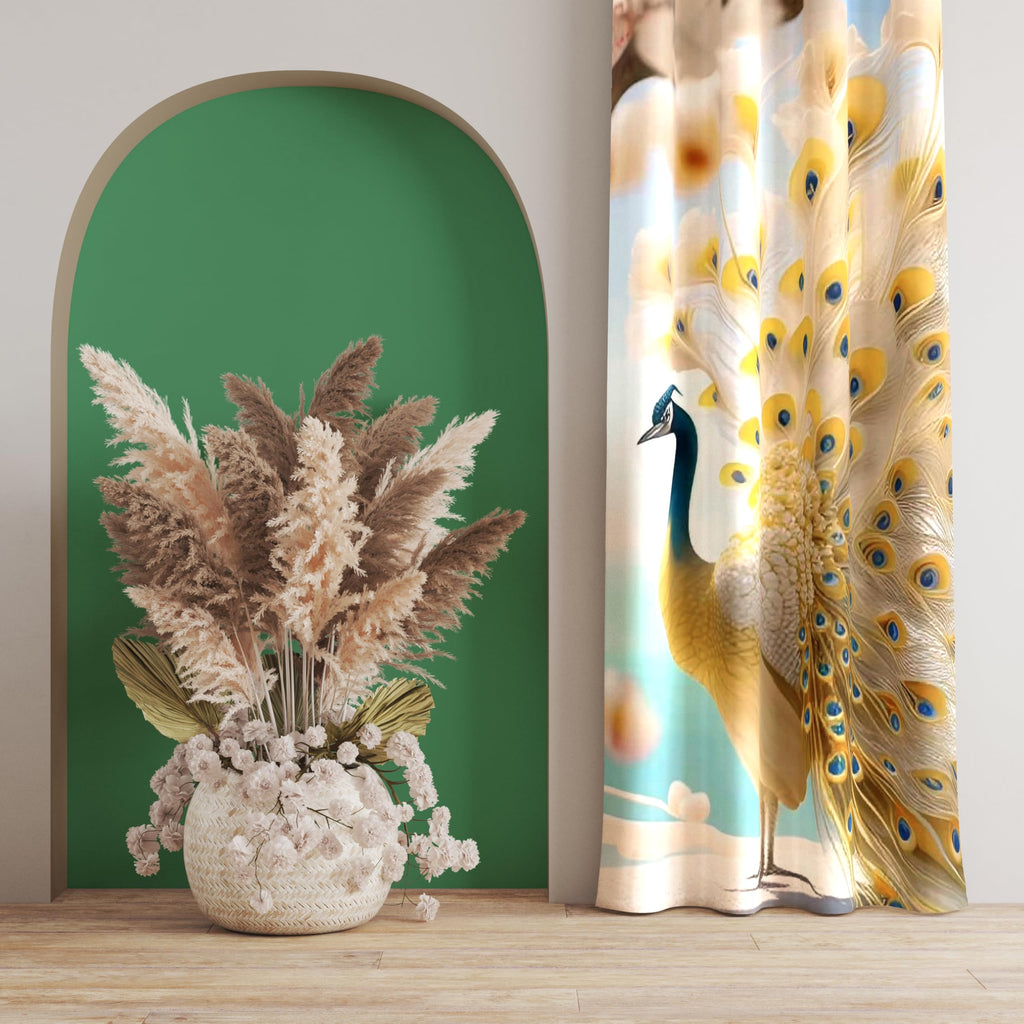 Ultimate Trends Digital Printed |Peacock Prints| Light Filtering Curtains For Windows & Doors | Multiple Styles & Colors | Set Of 2