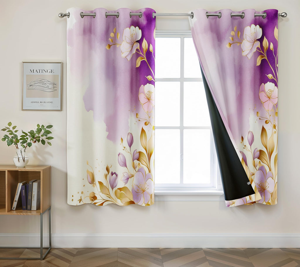 Digital Printed Blackout Curtains ,Diamonds Eyelets Tie Back For Window Room Doors , Heavy Quality Fabric Set Of 2