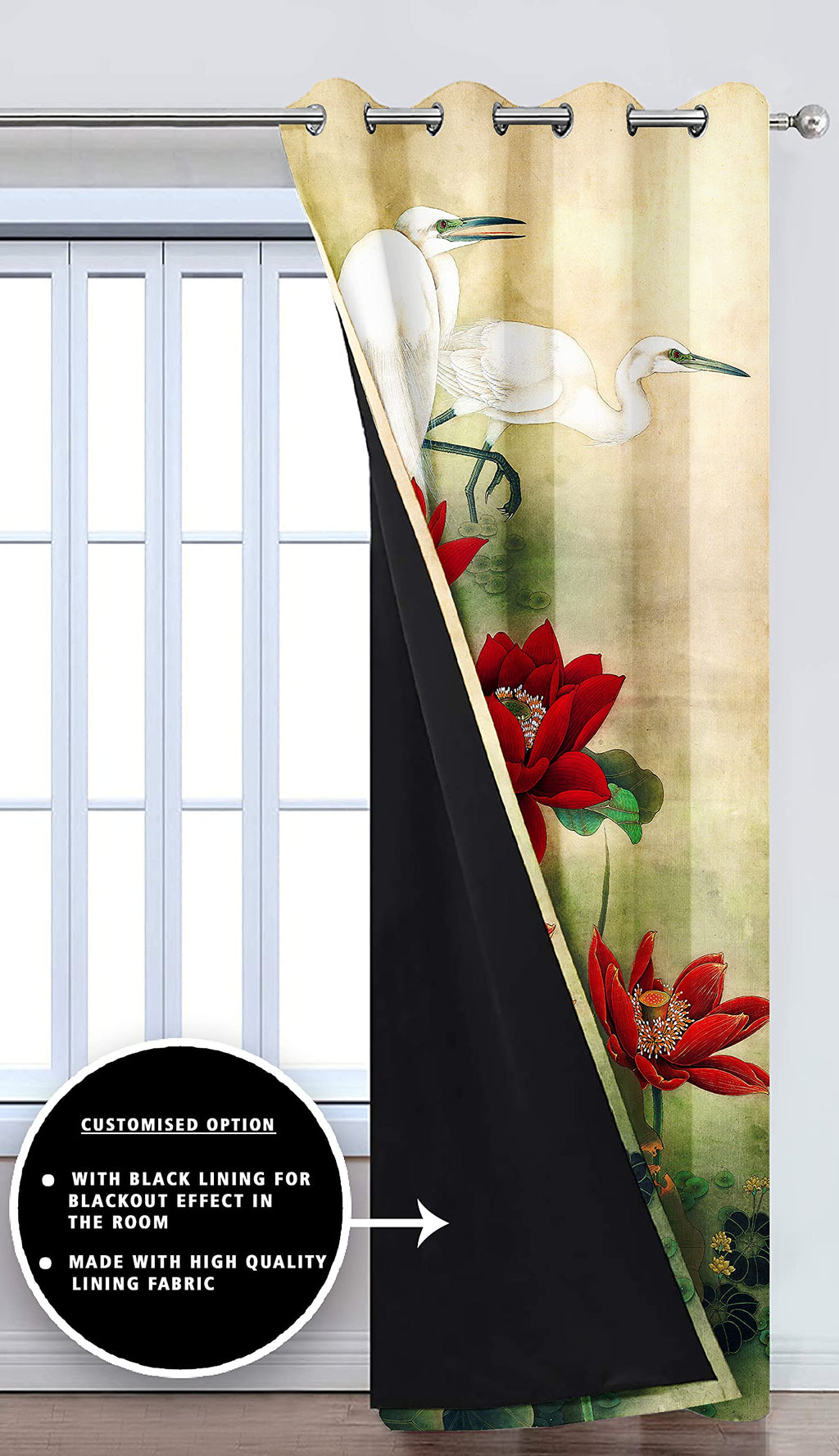 Digital Printed Blackout Curtains ,Diamonds Eyelets Tie Back For Window Room Doors , Heavy Quality Fabric Set Of 2