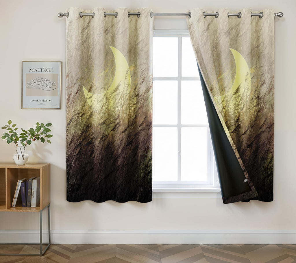 Digital Printed Blackout Curtains ,Diamonds Eyelets Tie Back For Window Room Doors , Heavy Quality Fabric Set Of 2