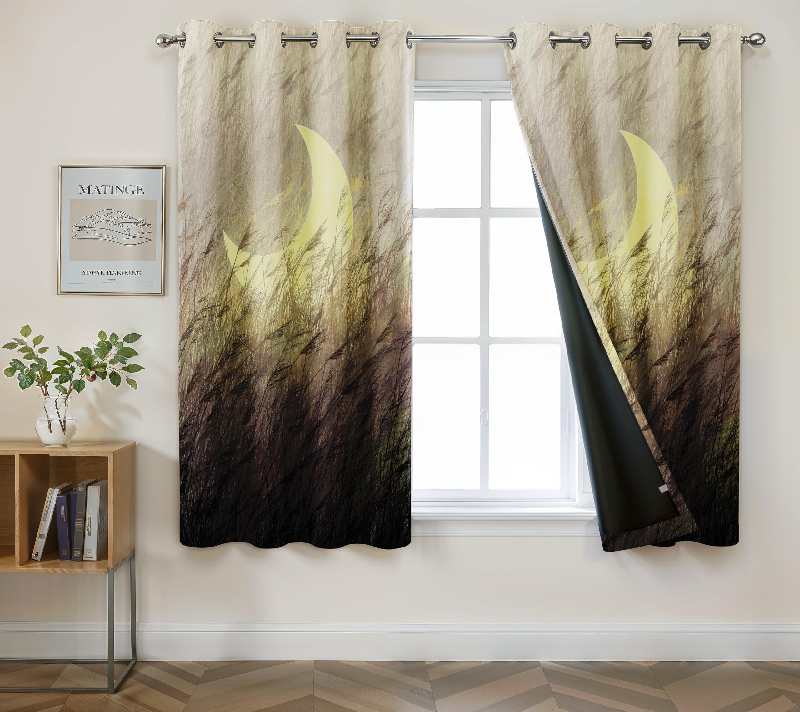 Digital Printed Blackout Curtains ,Diamonds Eyelets Tie Back For Window Room Doors , Heavy Quality Fabric Set Of 2