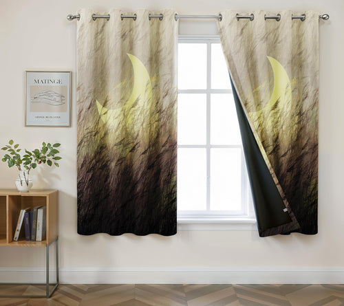 Digital Printed Blackout Curtains ,Diamonds Eyelets Tie Back For Window Room Doors , Heavy Quality Fabric Set Of 2