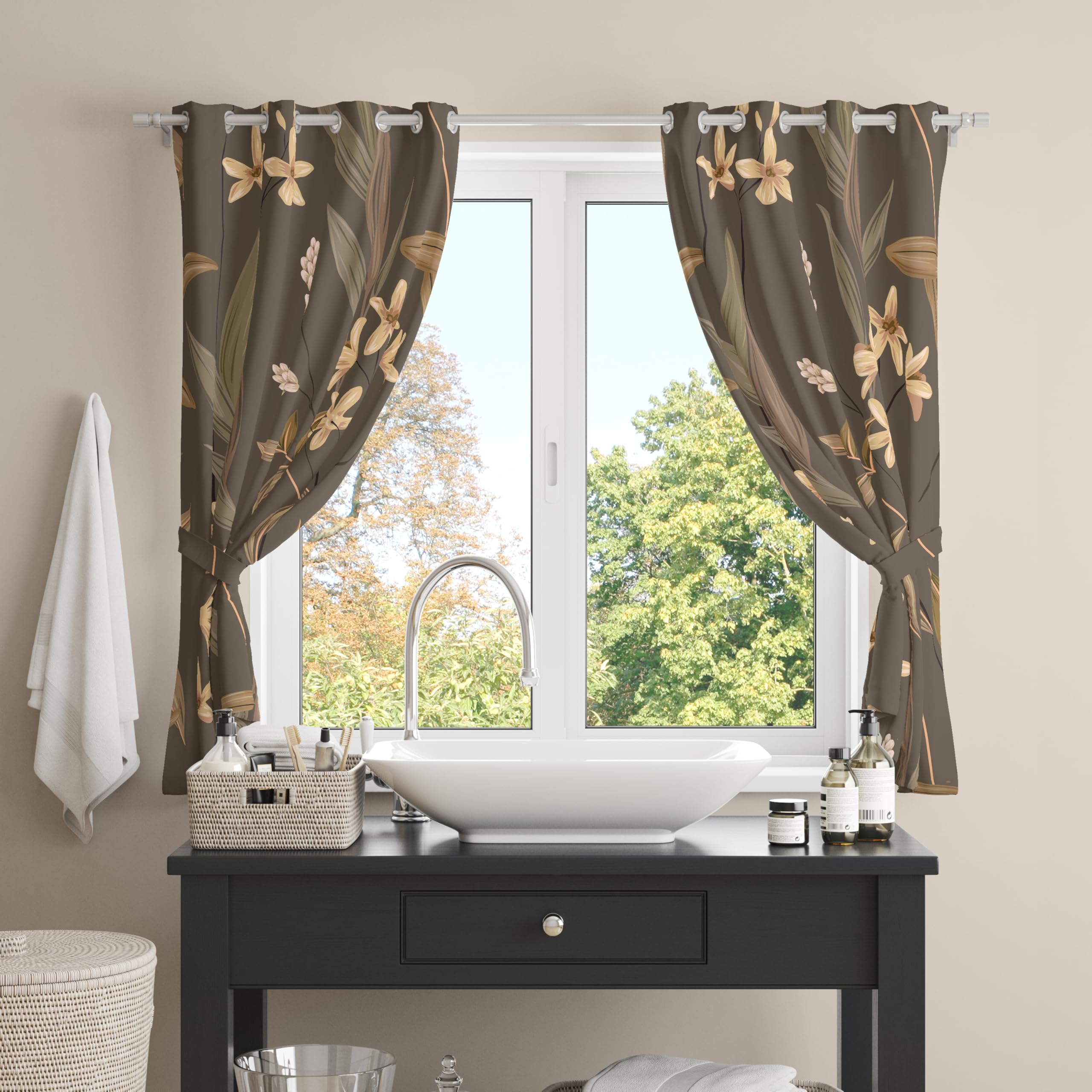 Digital Printed Blackout Curtains ,Diamonds Eyelets Tie Back For Window Room Doors , Heavy Quality Fabric Set Of 2
