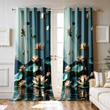 Ultimate Trends Room Darkening Digital Printed 3D Prints Curtain 65-70% Opacity ,Diamond Eyelets, Tie Back, Floral Decorated , Pack Of 2