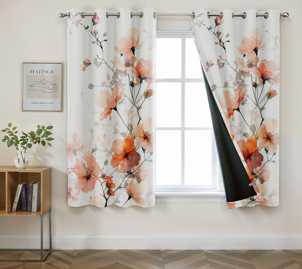 Digital Printed Blackout Curtains ,Diamonds Eyelets Tie Back For Window Room Doors , Heavy Quality Fabric Set Of 2