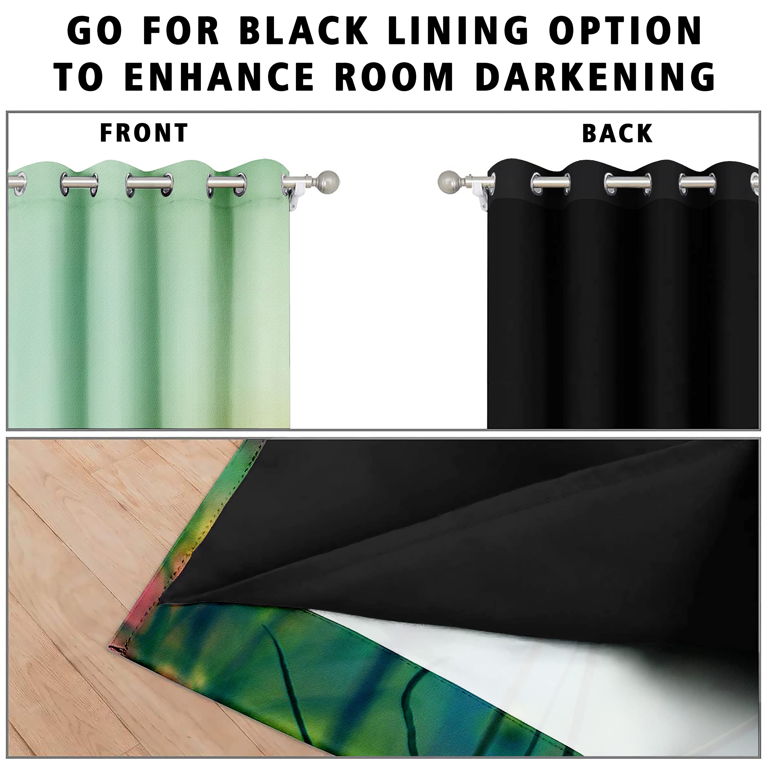Digital Printed Blackout Curtains ,Diamonds Eyelets Tie Back For Window Room Doors , Heavy Quality Fabric Set Of 2