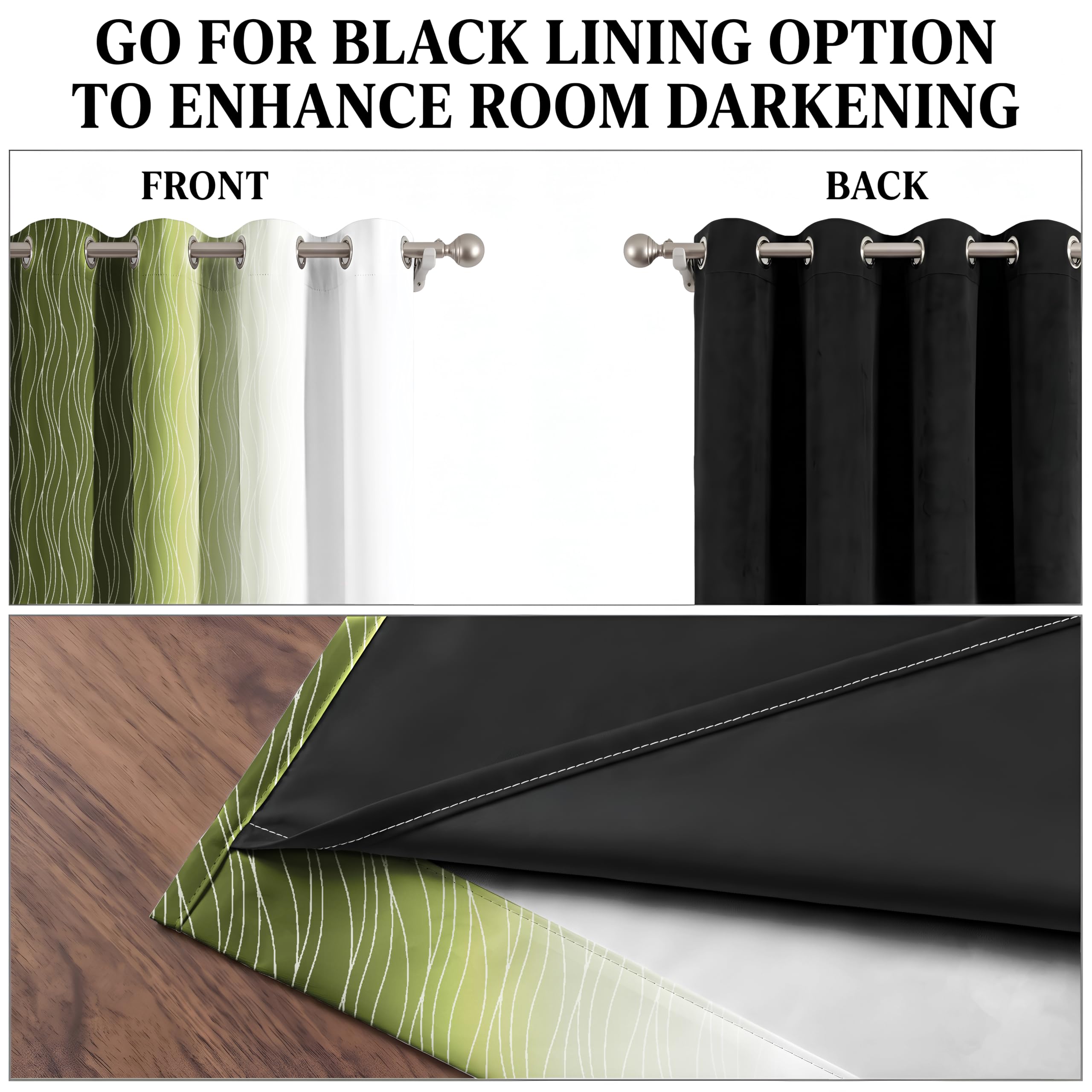 Ultimate Trends Ombre Blackout Curtains for Bedroom Room Darkening Curtains for Living Room,Energy Saving,Thermal Insulated Grommet Window Drapes, Mehandi And Greyish White , 5 FEET ,2 Panels