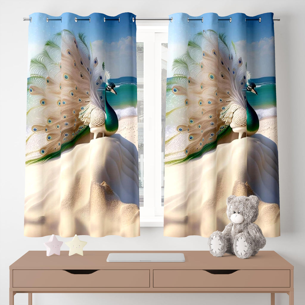 Ultimate Trends Digital Printed |Peacock Prints| Light Filtering Curtains For Windows & Doors | Multiple Styles & Colors | Set Of 2