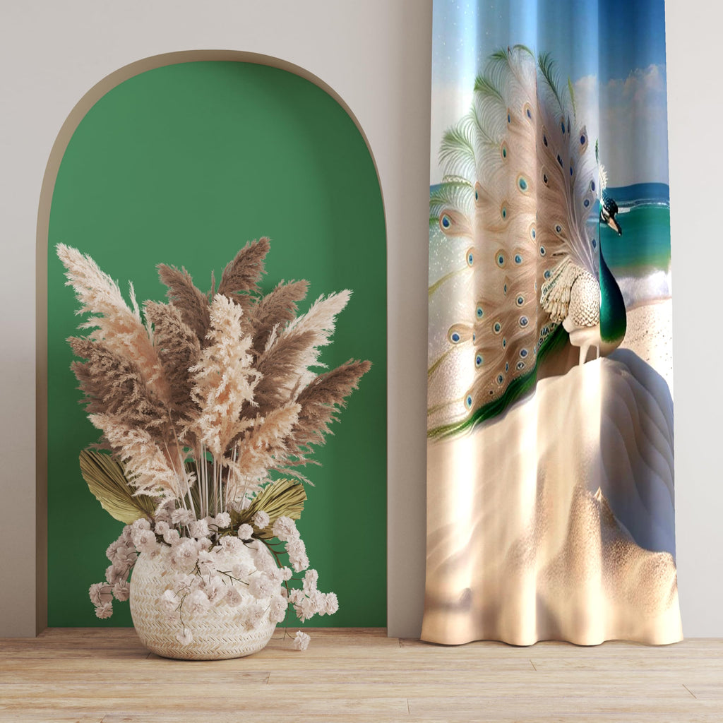 Ultimate Trends Digital Printed |Peacock Prints| Light Filtering Curtains For Windows & Doors | Multiple Styles & Colors | Set Of 2