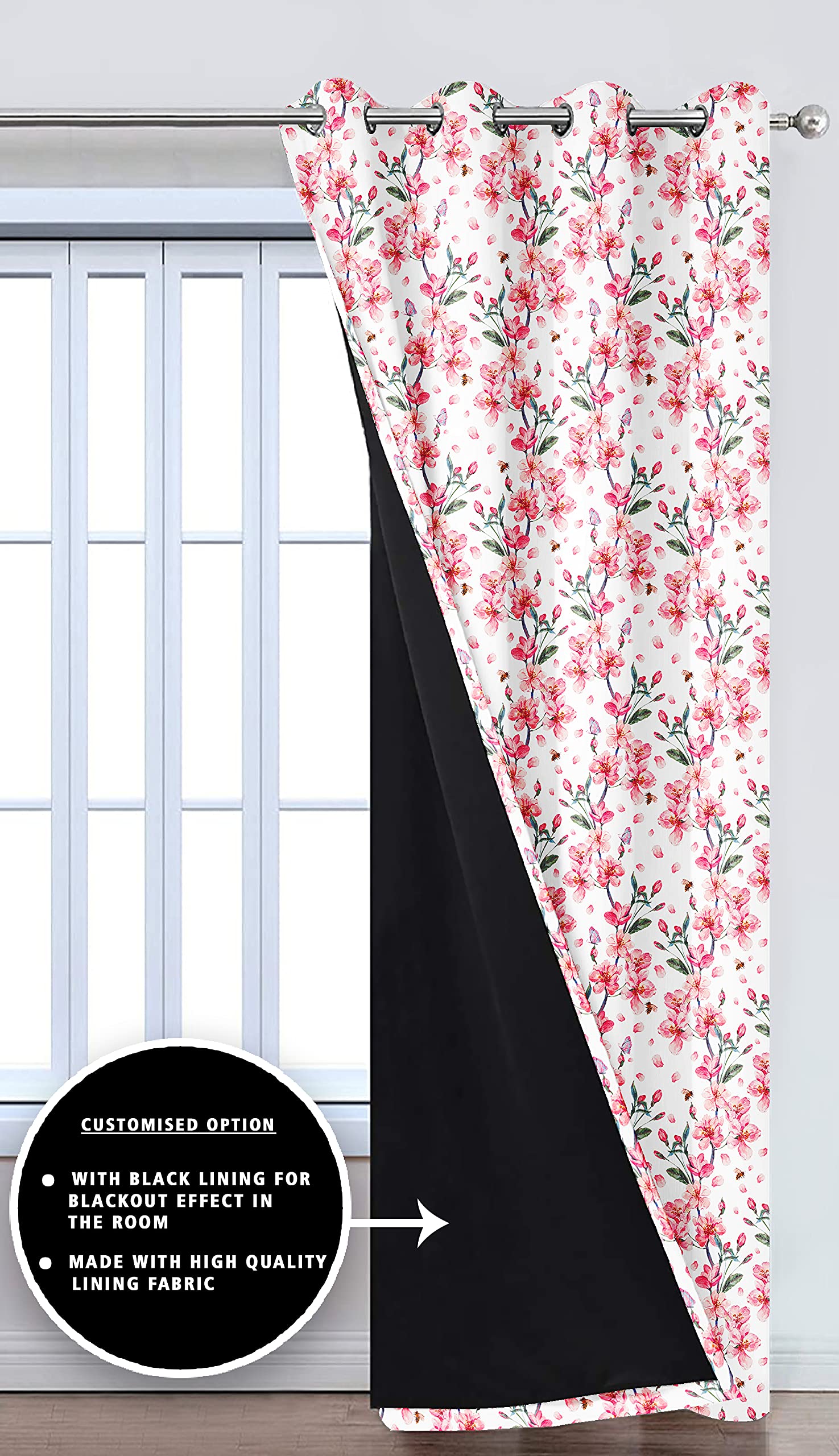 Digital Printed Blackout Curtains ,Diamonds Eyelets Tie Back For Window Room Doors , Heavy Quality Fabric Set Of 2