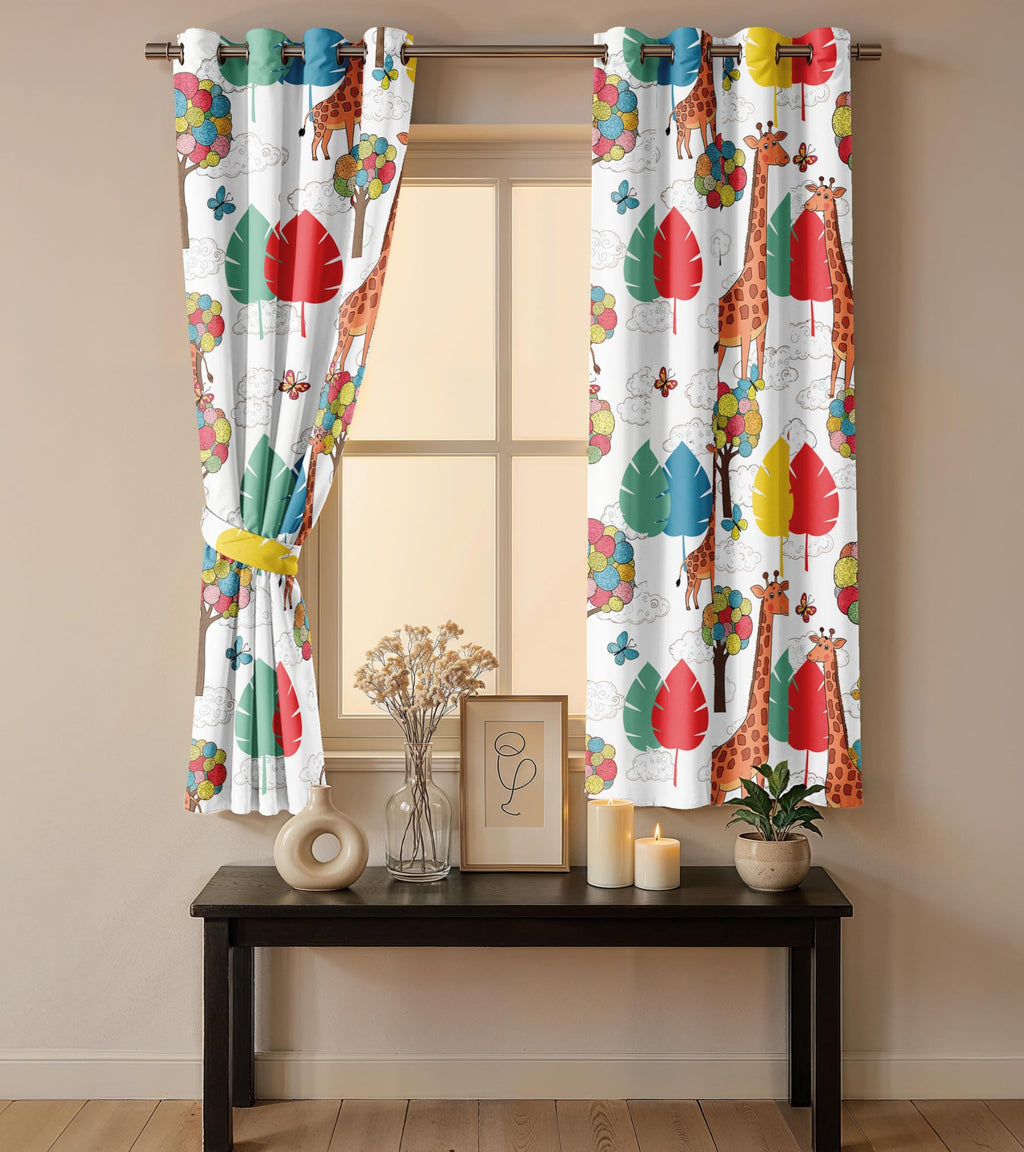 Ultimate Trends Light Filtering Kids Curtain | Fairy, Dragon Castle, Safari & Jungle Animal Prints | For kids Room Doors and Window | Pack Of 2