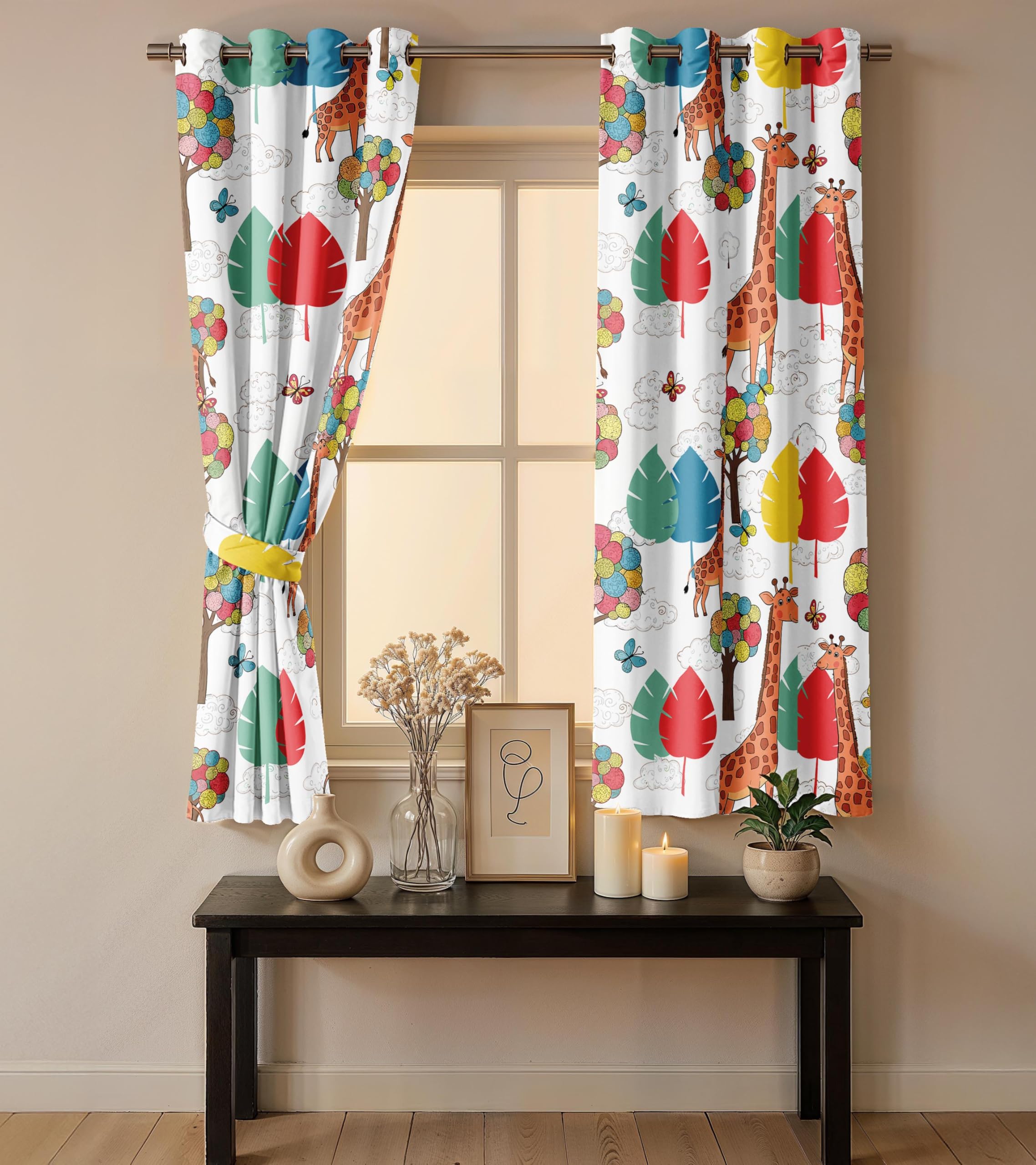 Ultimate Trends Light Filtering Kids Curtain | Fairy, Dragon Castle, Safari & Jungle Animal Prints | For kids Room Doors and Window | Pack Of 2
