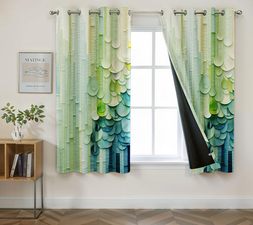 Digital Printed Blackout Curtains ,Diamonds Eyelets Tie Back For Window Room Doors , Heavy Quality Fabric Set Of 2