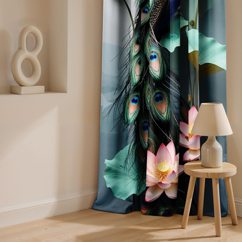 Ultimate Trends Digital Printed |Peacock Prints| Light Filtering Curtains For Windows & Doors | Multiple Styles & Colors | Set Of 2
