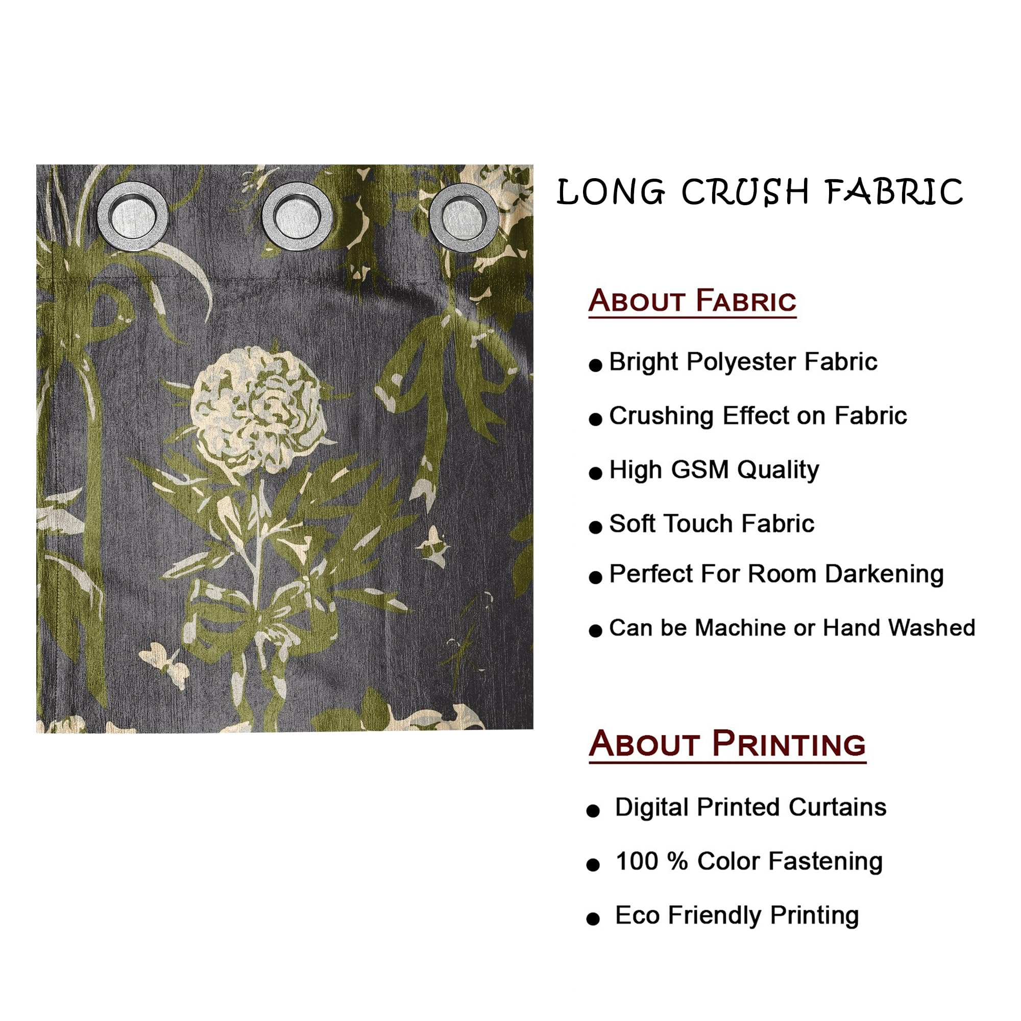 Digital Printed Blackout Curtains ,Diamonds Eyelets Tie Back For Window Room Doors , Heavy Quality Fabric Set Of 2
