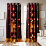 Ultimate Trends Festival Themed Light Filtering Polyester Curtain Diya, Lantern, Lotus & Fireworks Print | Ideal for Diwali, Pooja Room, Living Room Dcor | Eyelets| Pack of 2