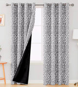 Digital Printed Blackout Curtains ,Diamonds Eyelets Tie Back For Window Room Doors , Heavy Quality Fabric Set Of 2