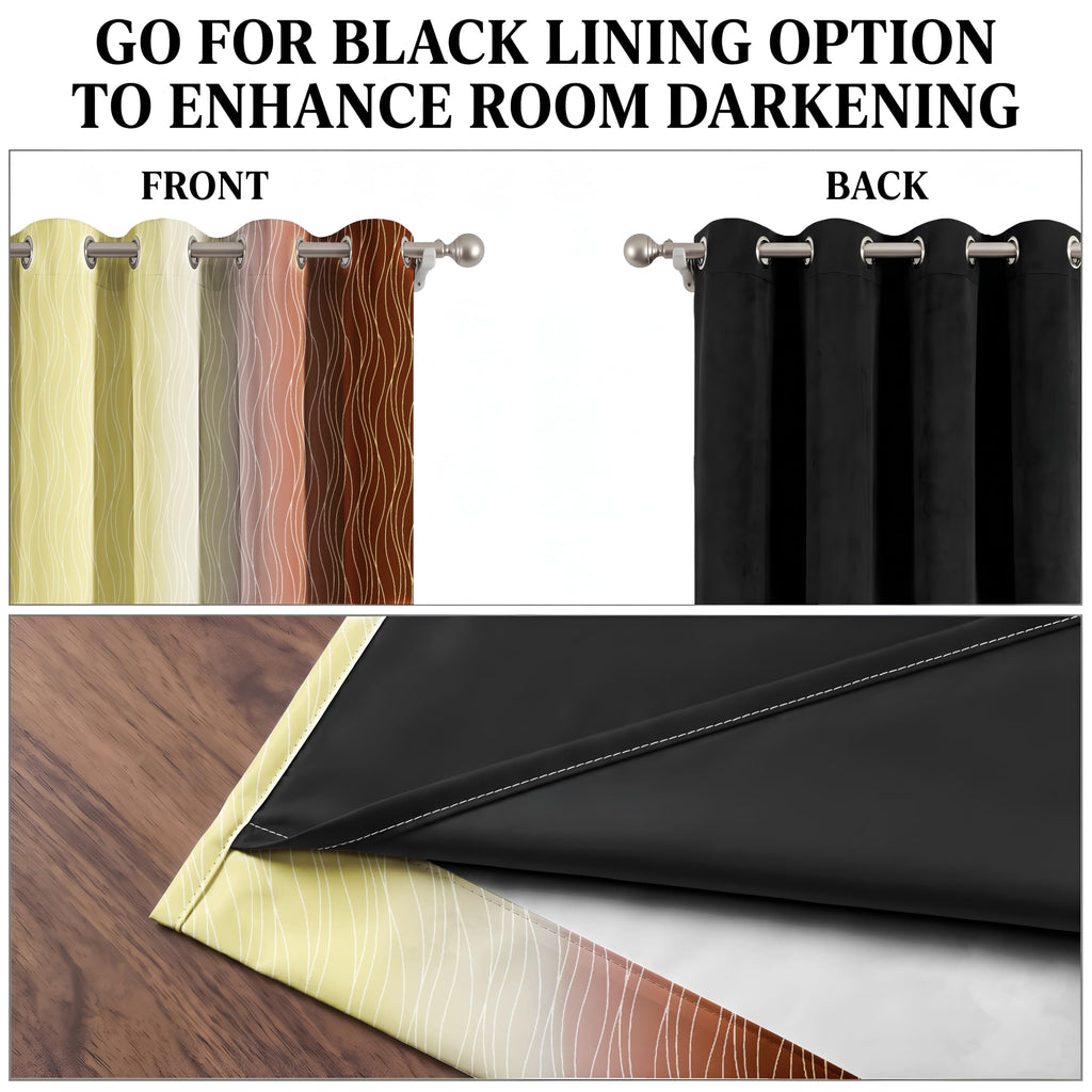 Ultimate Trends Ombre Blackout Curtains for Bedroom Room Darkening Curtains for Living Room,Energy Saving,Thermal Insulated Grommet Window Drapes, Yellow And Brown , 5 FEET ,2 Panels