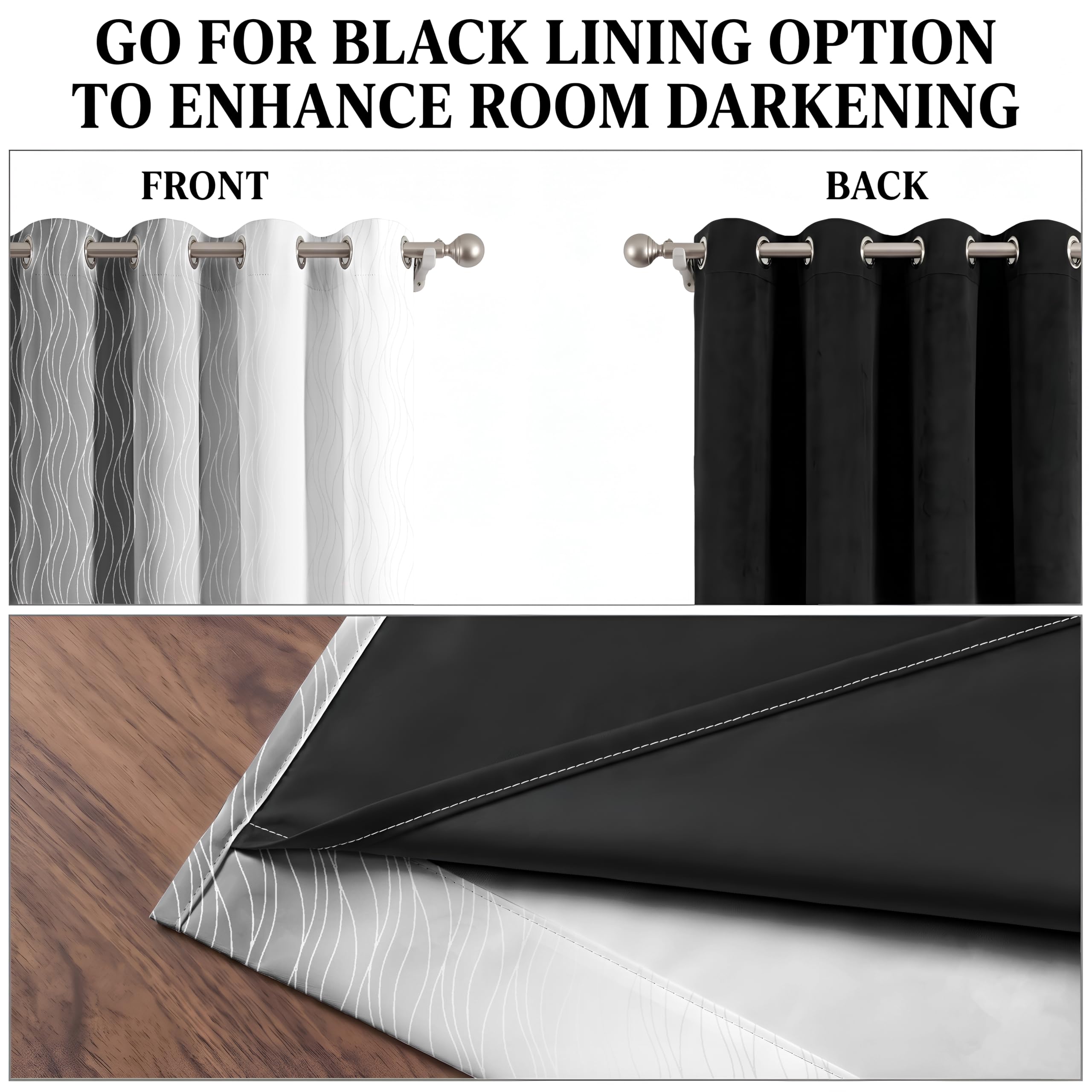 Ultimate Trends Ombre Blackout Curtains for Bedroom Room Darkening Curtains for Living Room,Energy Saving,Thermal Insulated Grommet Window Drapes, Grey And Greyish White , 5 FEET ,2 Panels