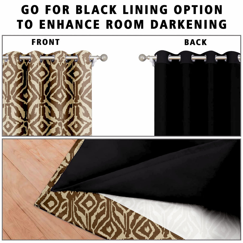 Digital Printed Blackout Curtains ,Diamonds Eyelets Tie Back For Window Room Doors , Heavy Quality Fabric Set Of 2