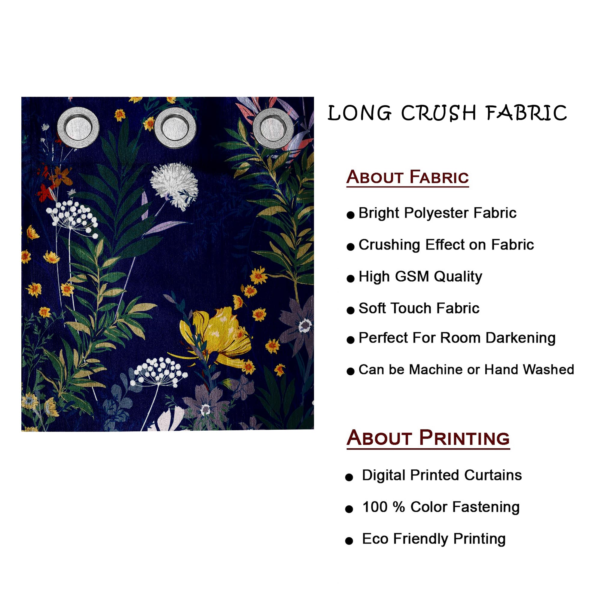 Digital Printed Blackout Curtains ,Diamonds Eyelets Tie Back For Window Room Doors , Heavy Quality Fabric Set Of 2