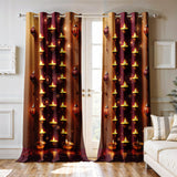 Ultimate Trends Festival Themed Light Filtering Polyester Curtain Diya, Lantern, Lotus & Fireworks Print | Ideal for Diwali, Pooja Room, Living Room Dcor | Eyelets| Pack of 2