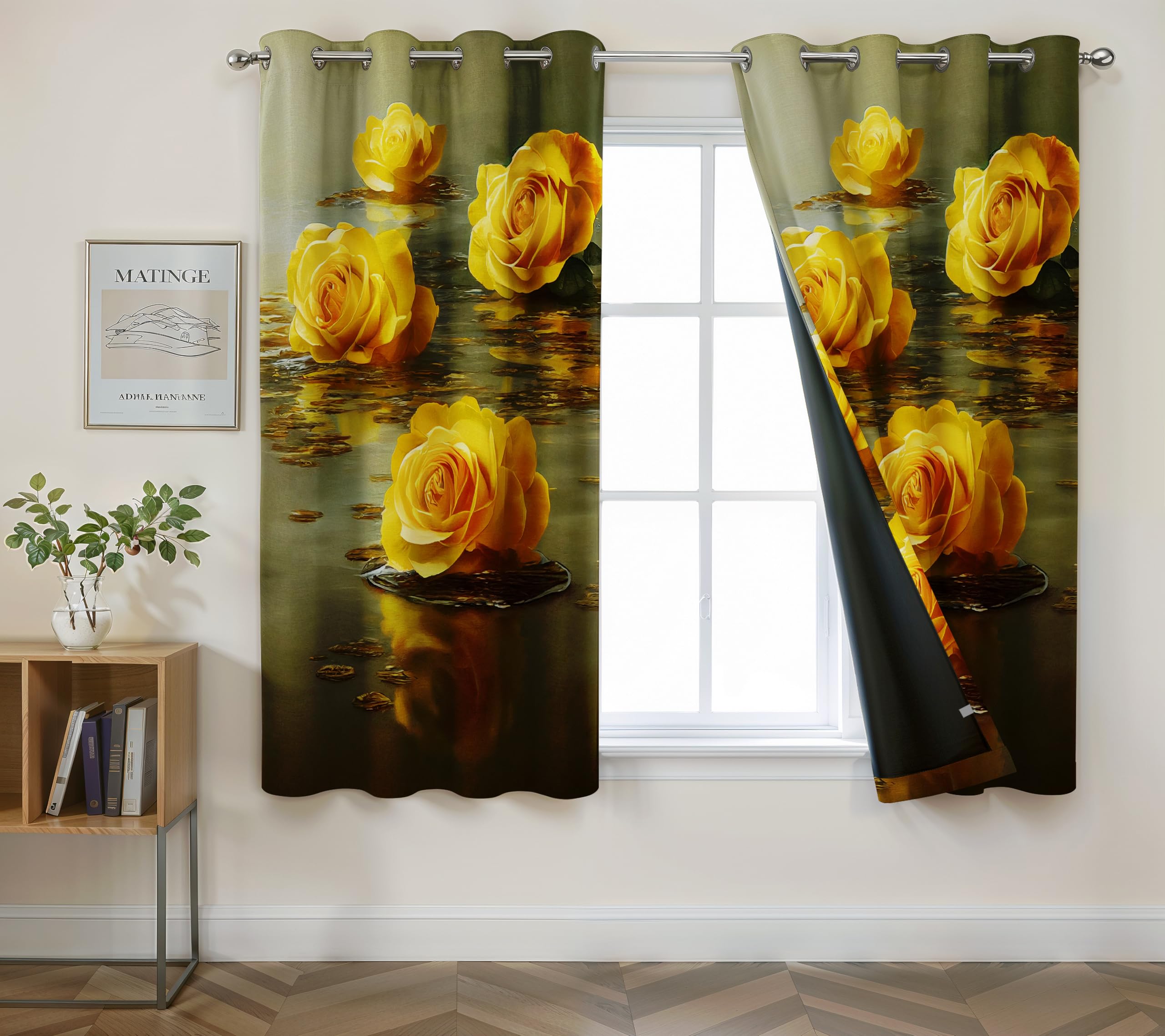 Digital Printed Blackout Curtains ,Diamonds Eyelets Tie Back For Window Room Doors , Heavy Quality Fabric Set Of 2