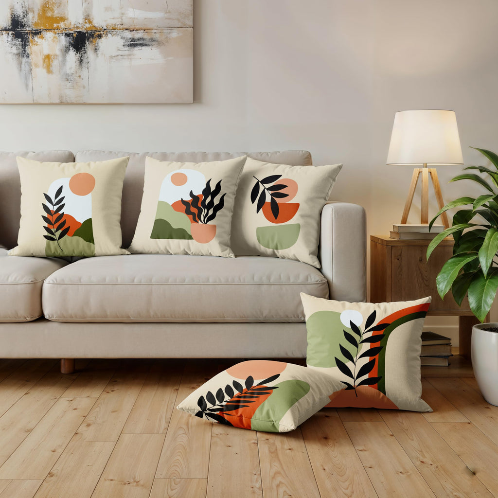 Ultimate Trends Digital Printed Soft Cotton Feel Polyester Decorative Cushion Cover, Modern Eligent Designs, Heavy Long Life Fabric, Set of 5