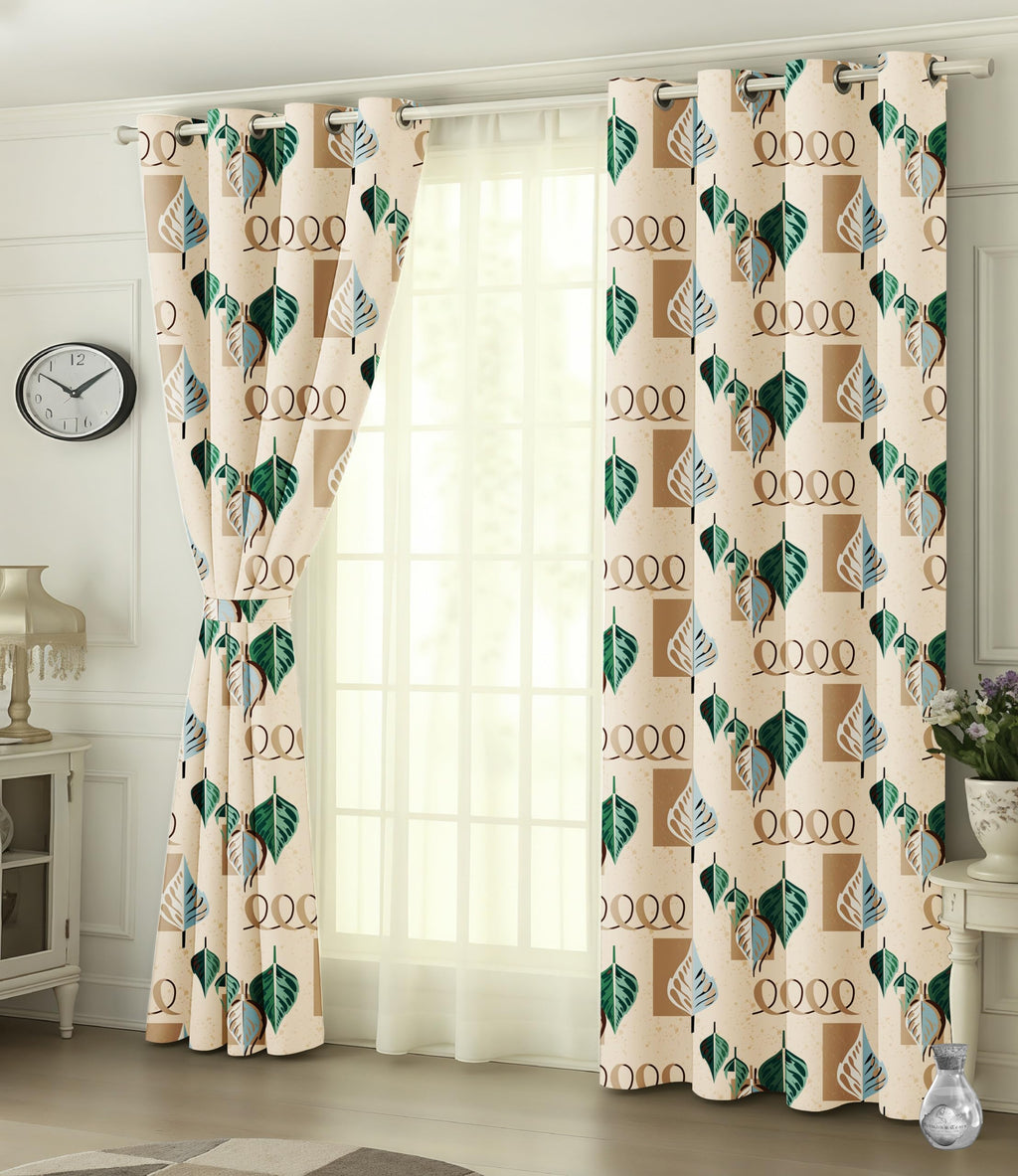 Digital Printed Blackout Curtains ,Diamonds Eyelets Tie Back For Window Room Doors , Heavy Quality Fabric Set Of 2