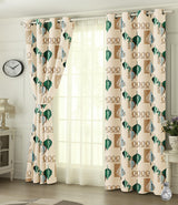 Digital Printed Blackout Curtains ,Diamonds Eyelets Tie Back For Window Room Doors , Heavy Quality Fabric Set Of 2