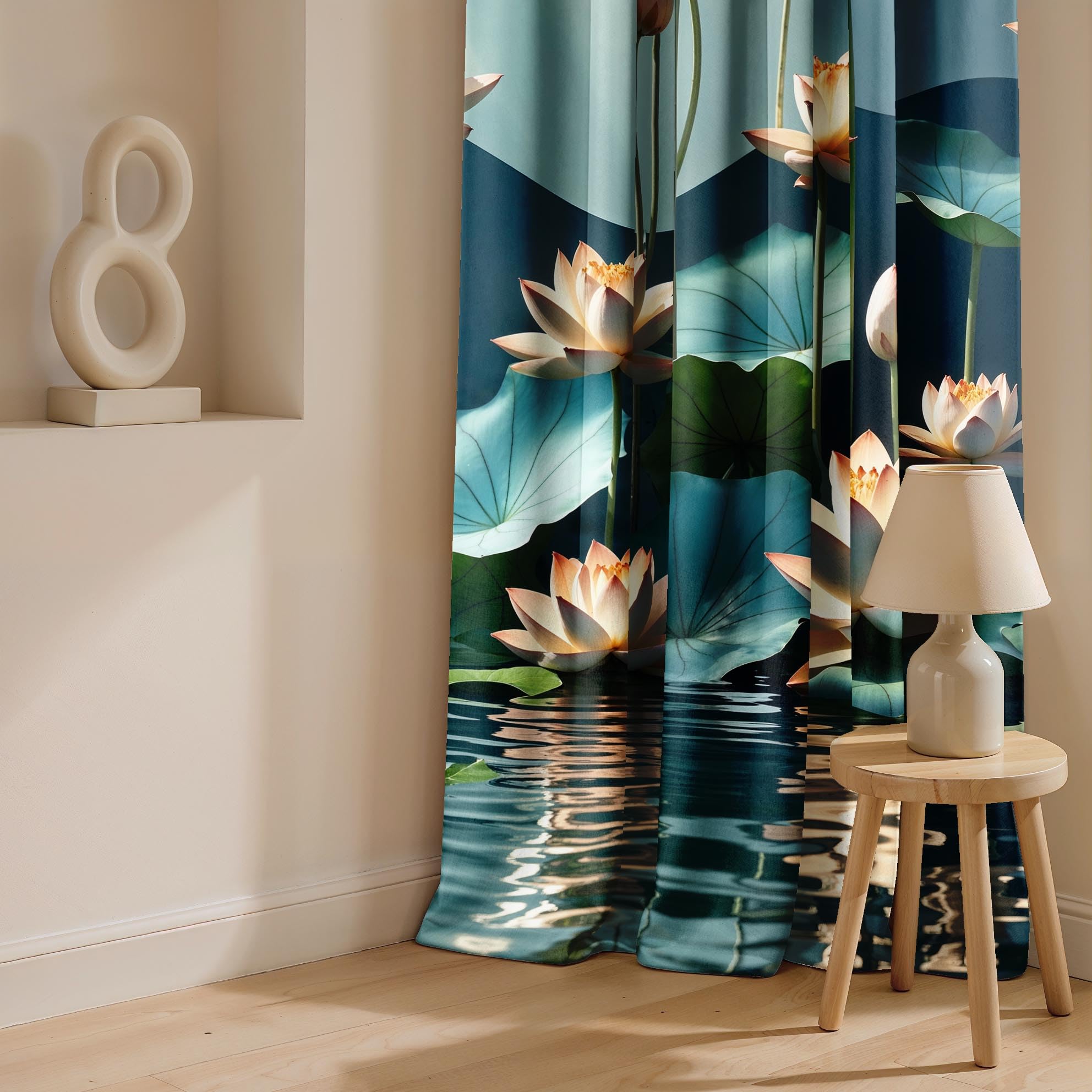 Ultimate Trends Room Darkening Digital Printed 3D Prints Curtain 65-70% Opacity ,Diamond Eyelets, Tie Back, Floral Decorated , Pack Of 2
