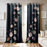 Ultimate Trends Room Darkening Digital Printed 3D Prints Curtain 65-70% Opacity ,Diamond Eyelets, Tie Back, Floral Decorated , Pack Of 2