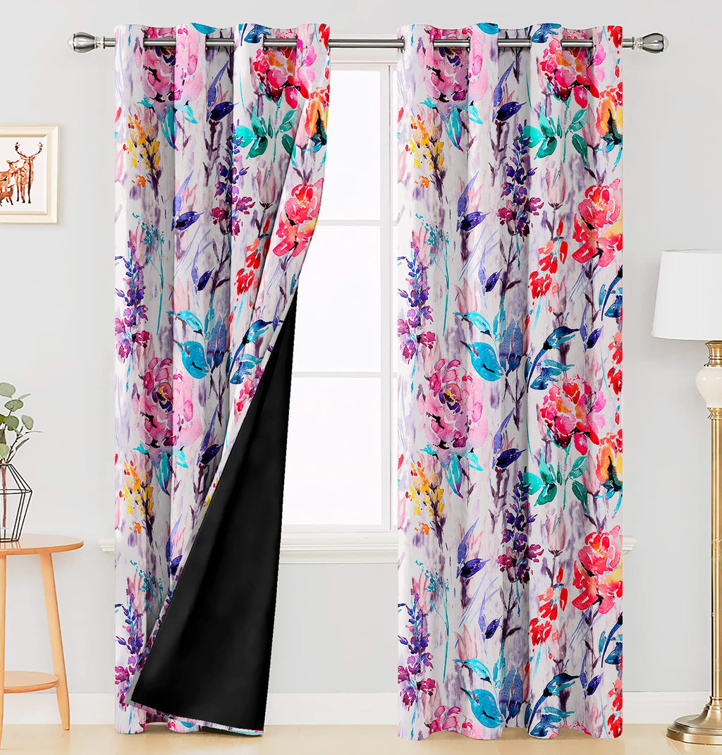 Digital Printed Blackout Curtains ,Diamonds Eyelets Tie Back For Window Room Doors , Heavy Quality Fabric Set Of 2