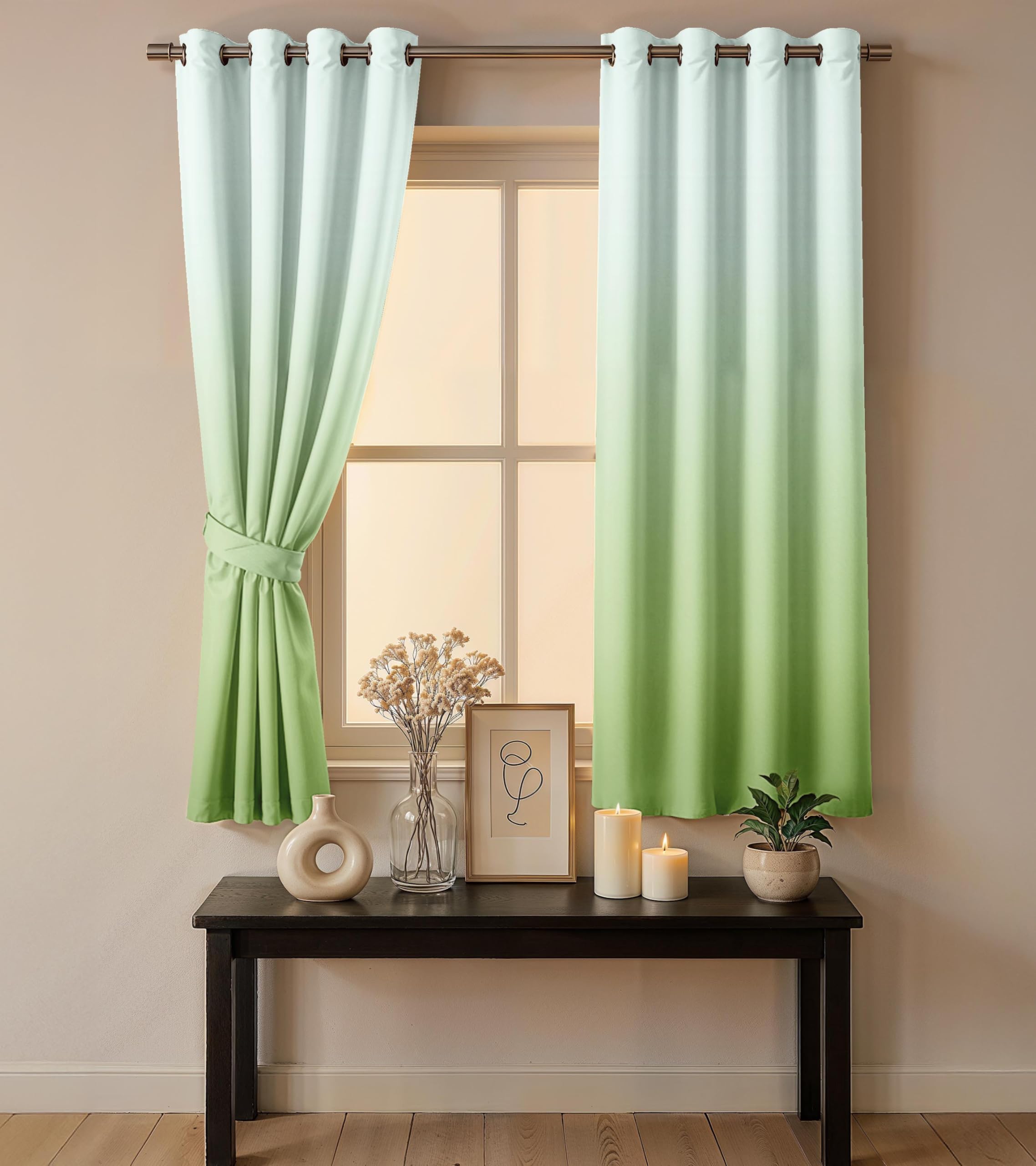Ultimate Trends Room Darkening Ombre Curtain | Polyester Gradient | Room Doors and Window| 5 FEET Pack Of 2 ,Fresh Meadow