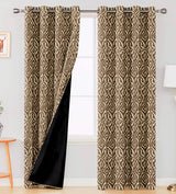 Digital Printed Blackout Curtains ,Diamonds Eyelets Tie Back For Window Room Doors , Heavy Quality Fabric Set Of 2