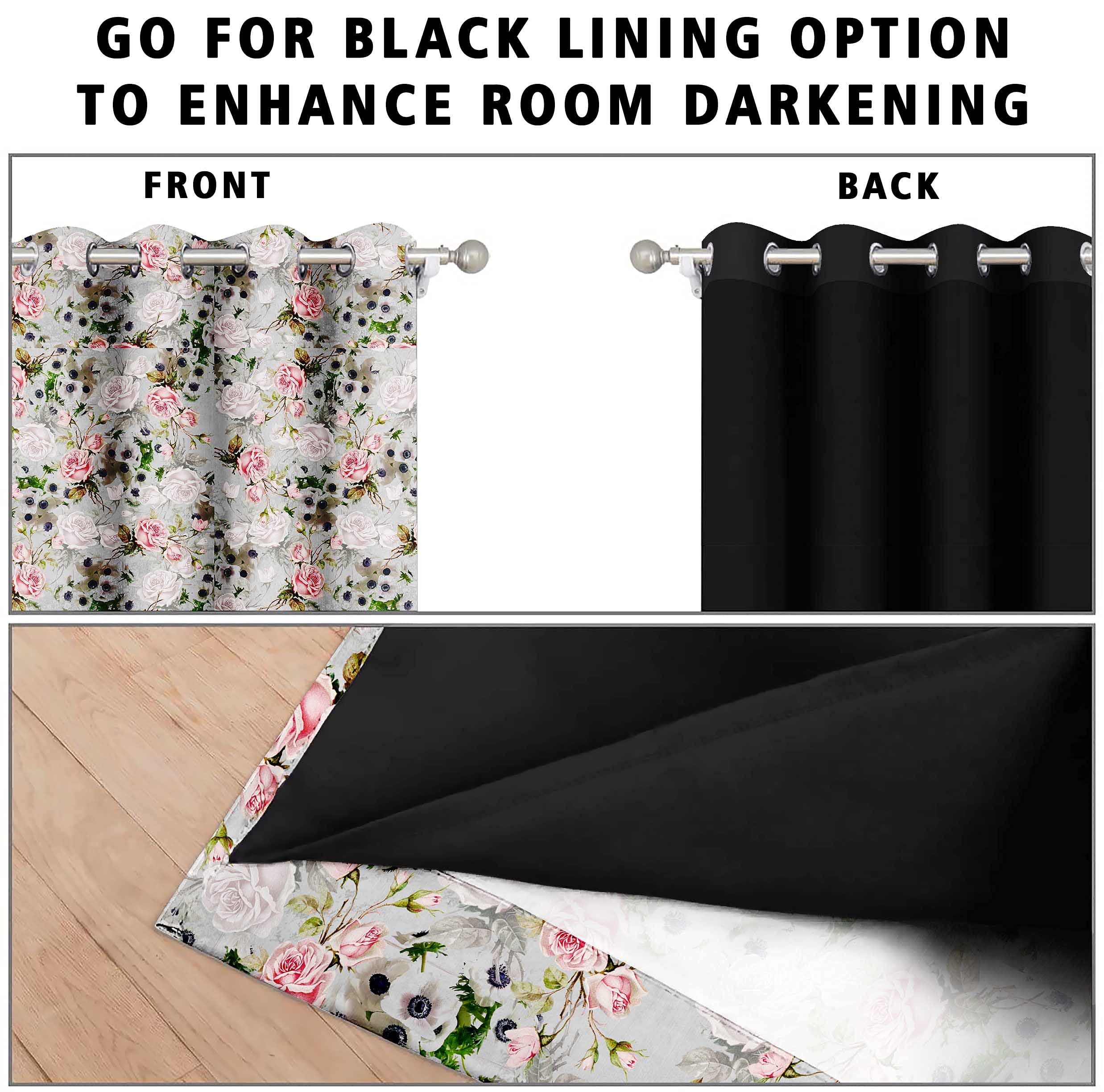 Digital Printed Blackout Curtains ,Diamonds Eyelets Tie Back For Window Room Doors , Heavy Quality Fabric Set Of 2