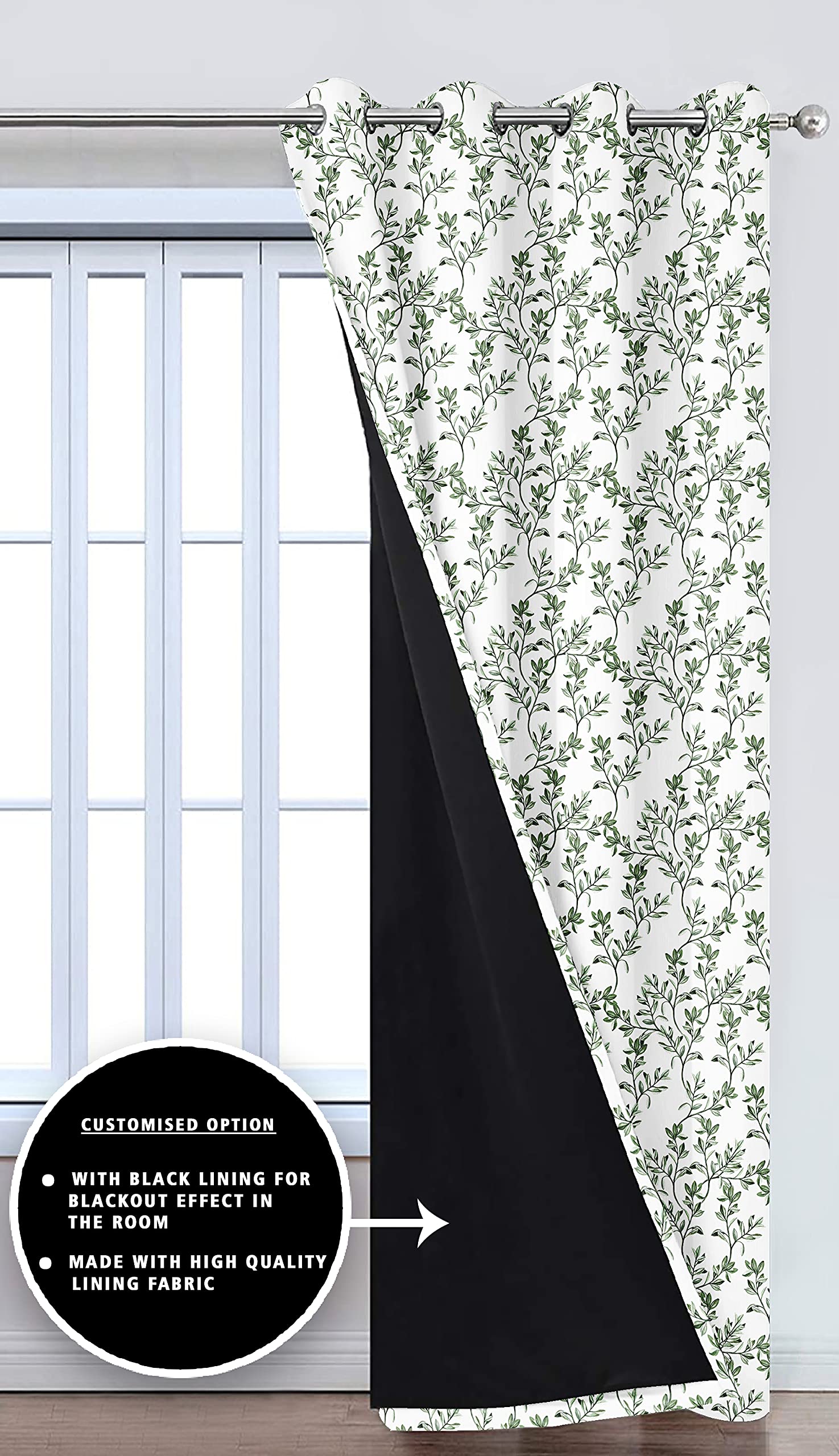 Digital Printed Blackout Curtains ,Diamonds Eyelets Tie Back For Window Room Doors , Heavy Quality Fabric Set Of 2