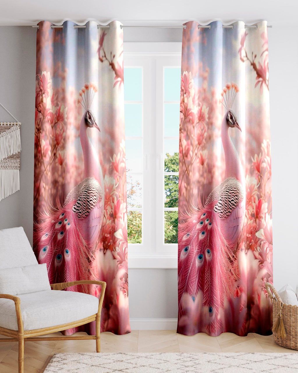Ultimate Trends Digital Printed |Peacock Prints| Light Filtering Curtains For Windows & Doors | Multiple Styles & Colors | Set Of 2
