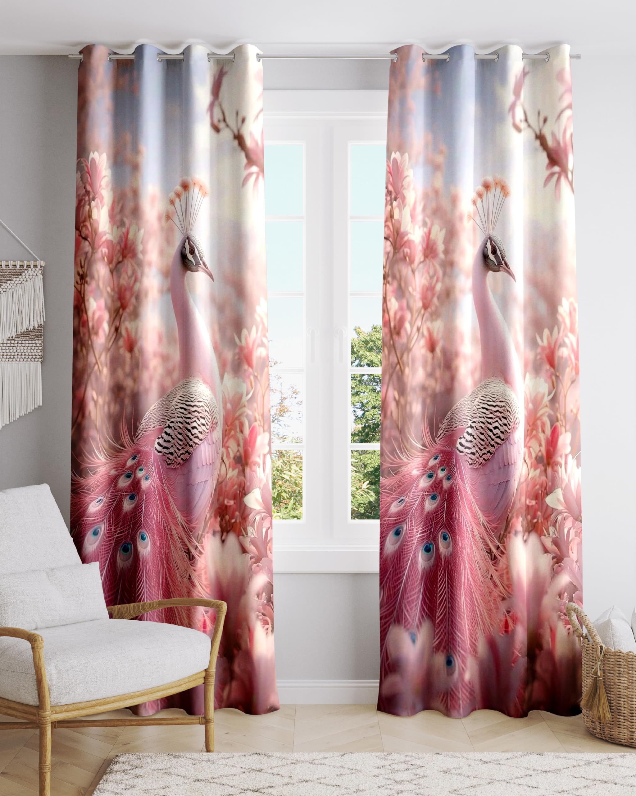 Ultimate Trends Digital Printed |Peacock Prints| Light Filtering Curtains For Windows & Doors | Multiple Styles & Colors | Set Of 2