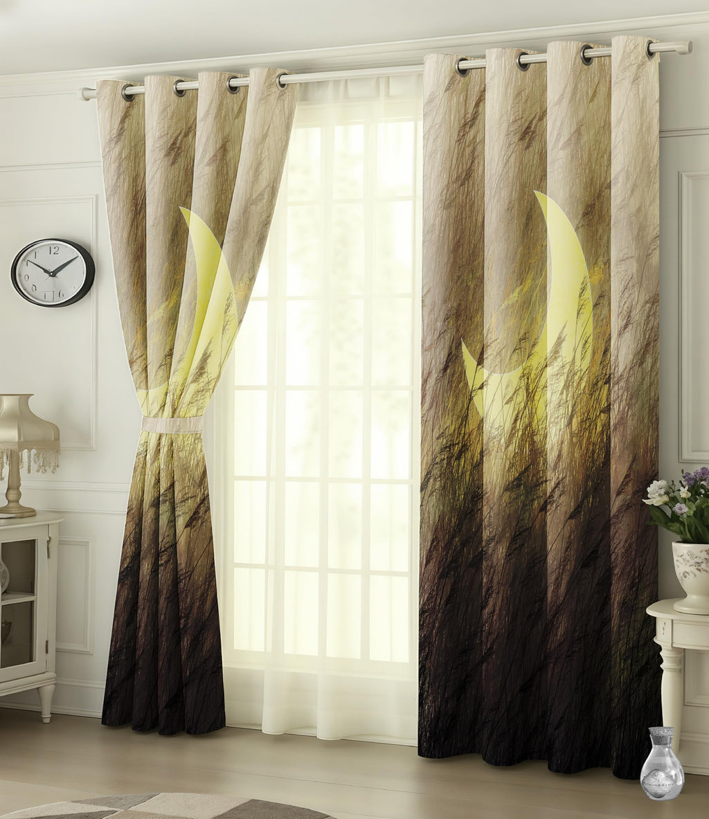 Digital Printed Blackout Curtains ,Diamonds Eyelets Tie Back For Window Room Doors , Heavy Quality Fabric Set Of 2