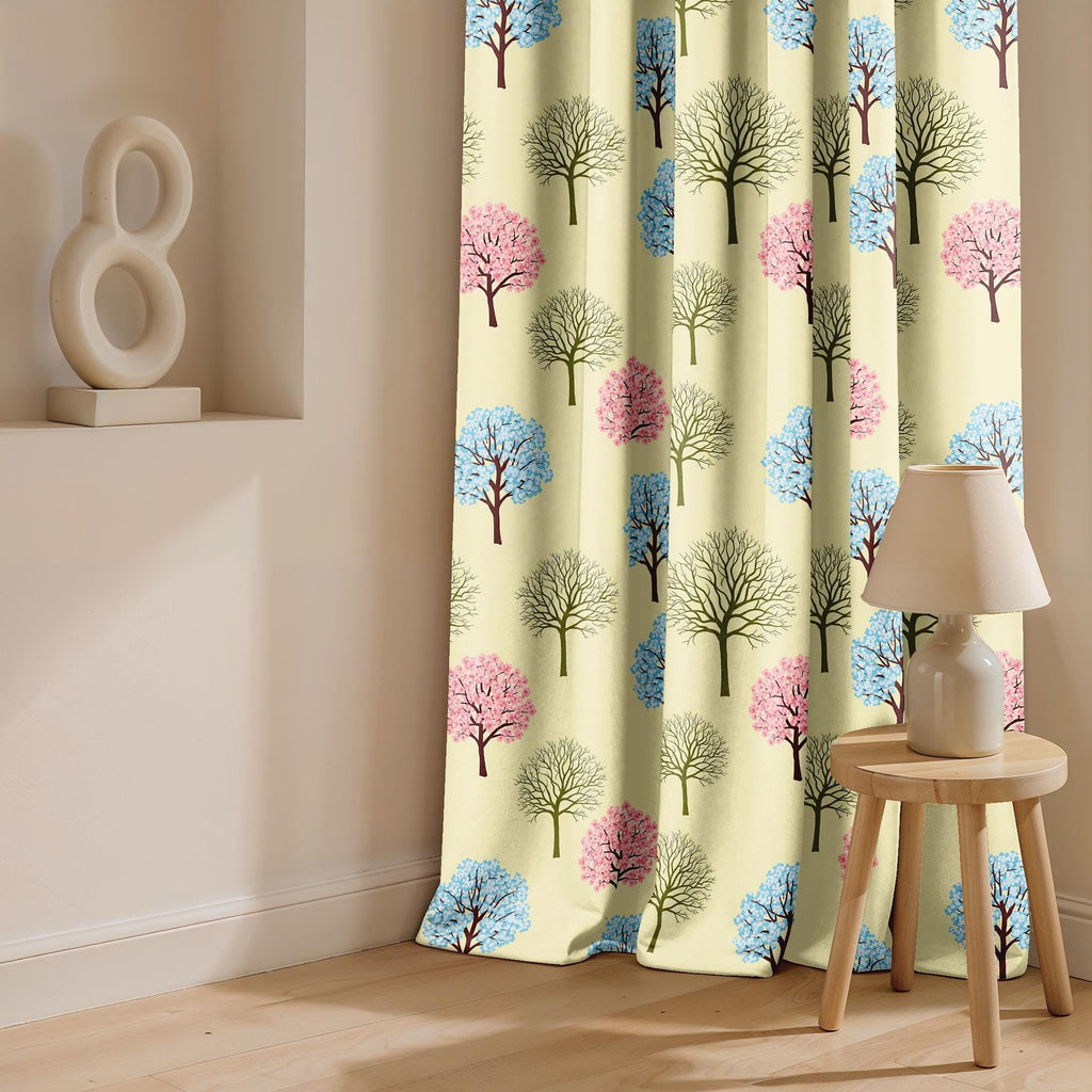 Ultimate Trends Room Darkening Digital Printed Floral Geomatrical Prints Curtain ,Diamond Eyelets, Tie Back, Floral Geomatrical,Pack Of 2