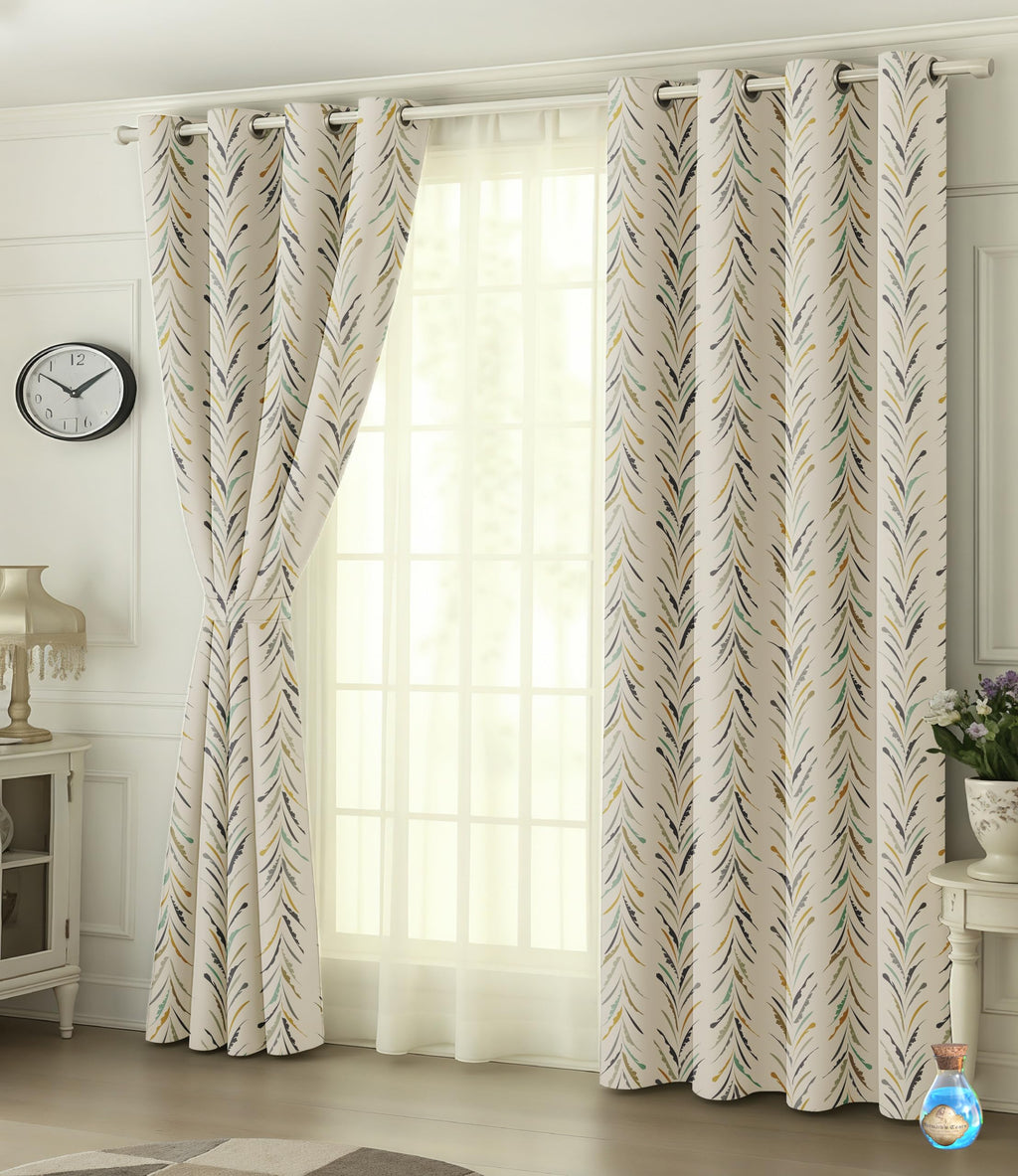 Digital Printed Blackout Curtains ,Diamonds Eyelets Tie Back For Window Room Doors , Heavy Quality Fabric Set Of 2