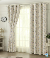 Digital Printed Blackout Curtains ,Diamonds Eyelets Tie Back For Window Room Doors , Heavy Quality Fabric Set Of 2