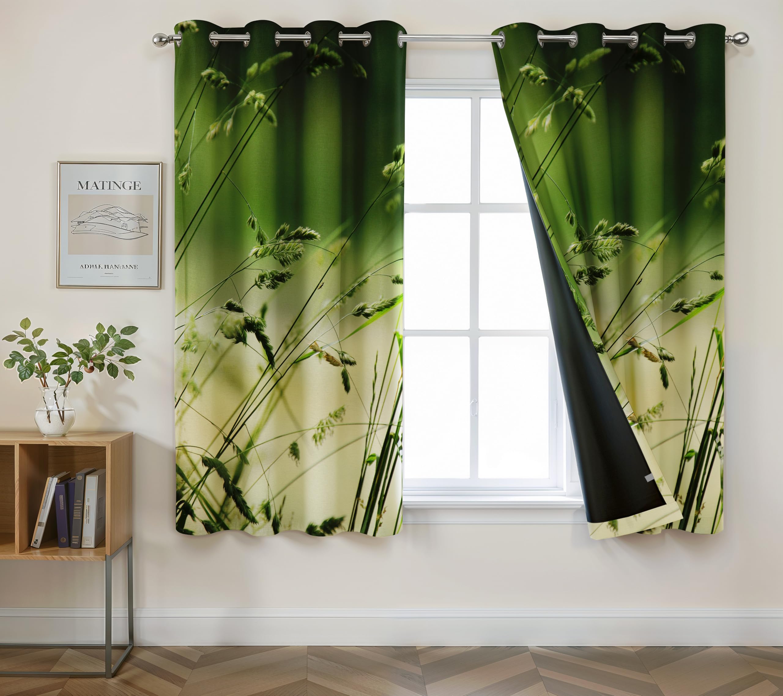 Digital Printed Blackout Curtains ,Diamonds Eyelets Tie Back For Window Room Doors , Heavy Quality Fabric Set Of 2