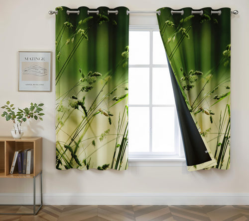 Digital Printed Blackout Curtains ,Diamonds Eyelets Tie Back For Window Room Doors , Heavy Quality Fabric Set Of 2
